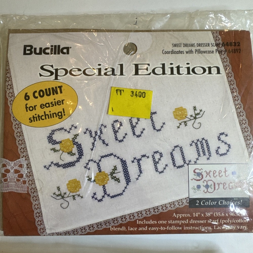 Bucilla VTG Special Edition Roses & Ribbon Pillowcase Scarfs 64679 & 64832 (2)
